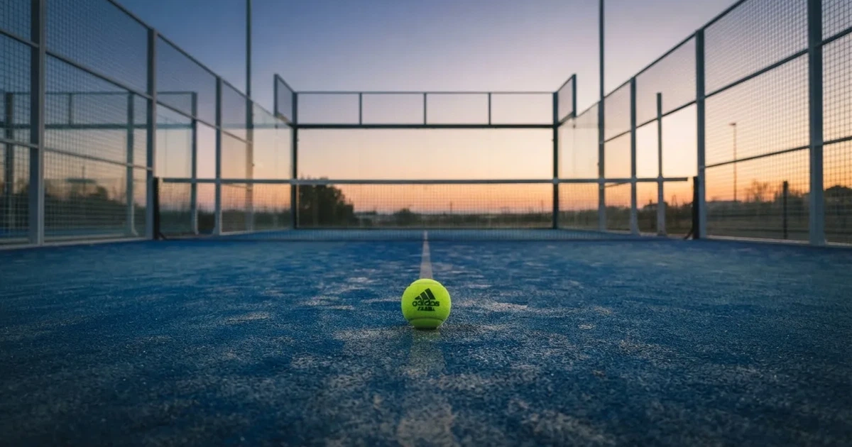 Un balón en el punto central de un campo de césped a la luz de la mañana